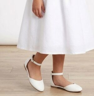 Soda Girls White Ankle-Strap Dress Flats